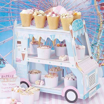 Ice Cream Van Stea Masini Display Stand Prajiturele Eveniment De Partid De Unică Folosință Ziua De Decorare Cupcake Zahăr, Dulciuri Meserii De Afișare-O