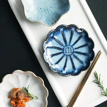 Frumos Retro Lotus Placa Ceramica De Portelan Cuptor Cu Geamuri Flori Farfurie Sos De Nuci Tava De Fructe Gustare Partid Feluri De Mâncare Placa