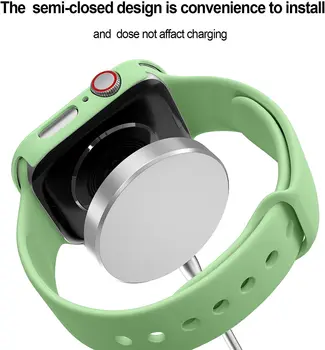 Sticla+Caz+Curea Pentru Apple Watch band 44mm 40mm 38mm 42mm 40 44 mm Silicon smartwatch watchband bratara iWatch 3 4 5 6 se trupă