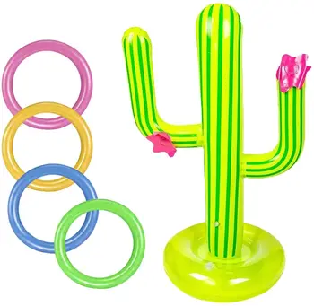 Cactus Piscină Ring Toss Jocuri Gonflabile Jucării De Piscină Cu 4 Inel De Vară De Familie În Aer Liber, Joc De Partid, Juegos