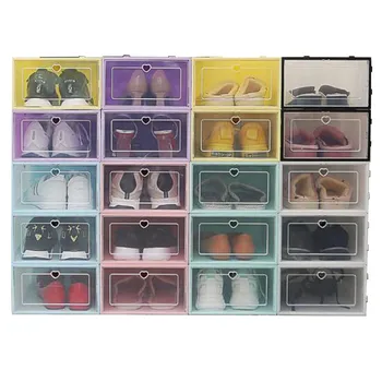 1 BUC Pliabil Pantofi Clare Cutie de Depozitare din Plastic care pot fi Stivuite Organizator Pantofi Îngroșat Pantofi Transparente Cutie de pantofi cabinet S/L dimensiune