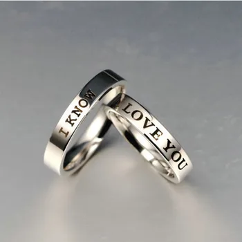 Moda Inel de Logodna pentru Femei și Bărbați din Oțel Titan Scrisoare de Dragoste Inel de Ziua Îndrăgostiților Cadou de Promovare