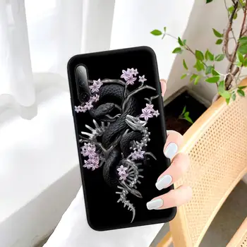 Mâna Șarpe Flori Pictura Silicon Negru Telefon Mobil Caz Acoperire Pentru Samsung Galaxy S9 S10 S20 S21 S30 Plus Ultra S10e S7 S8