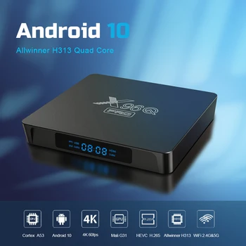 X96Q PRO 4K Android 10.0 Set Top Box de 1 gb+8 GB/2 GB+16 GB WiFi Allwinner H313 Quad Core Smart TV Media Player