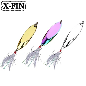 X-Fin 2.5-20g Lingura de Metal Atrage Ascuțite Cârlig Înalte Pene Greu Momeli Paiete Momeală Artificială de apă Dulce Spinner Pescuit