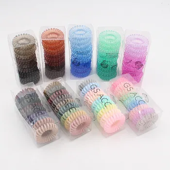 9pcs Colorate din material Plastic Elastic Banda de Cauciuc Mic Thansparent Spirală Cablu Cravată de Păr Coadă de cal Titularul Femei Fete Styling Păr Gumă