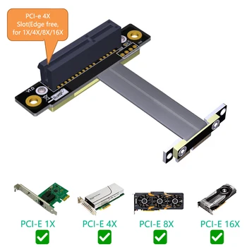 PCIE Riser PCIe3.0 x1 Masculin la x4 Feminin Cablu Ecranare EMI 8Gbps PCI-E III 1x 4x Coloană Extender Cablu Panglică Cot în Unghi Drept