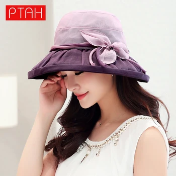 [PTAH] 2021 Nou Mătase de Dud Pălării de Vară de Protecție solară Respirabil Capac Femei UPF50+ Plaja de Transport Pălărie Nu Poliester