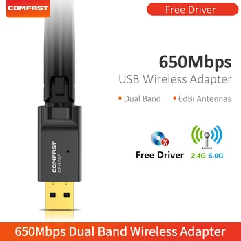 COMFAST Wi-fi Adaptor USB RTL8811CU 5.8 GHz+2.4 GHz Wi-fi, Receptor 650Mbps Free Driver adaptor wifi pe 5ghz PC-ul Antena wifi dongle