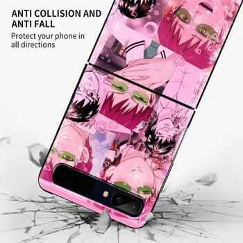 Saiki K Greu PC-ul Negru Caz de Telefon pentru Samsung Galaxy Z Flip 5G Coque bancheta Rabatabila Plistic Capac de Moda Shell