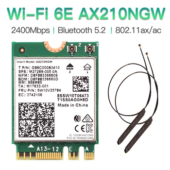 3000Mbps placa Wireless Intel AX210 Wifi 6e M. 2 unitati solid state Bluetooth 5.2 placa de retea Wifi 2.4 G/5Ghz 802.11 ax Adaptor WiFi Cu antena