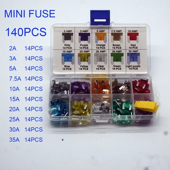 100PCS SMALL 140PCS MINI Car Fuses 2A 3A 5A 7.5A 10A 15A 20A 25A 30A 35A Amp with Box Clip Assortment Auto Blade Type Fuse Set T