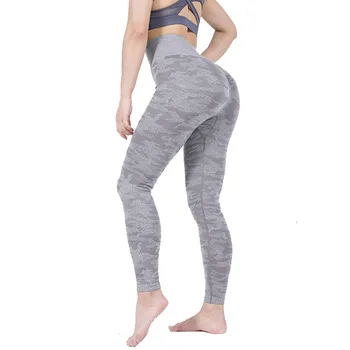 Camo Fără Sudură Femei Jambiere Talie Mare Push-Up Elastica Fitness Yoga Pantaloni Sport Camuflaj Bine Sport, Jambiere