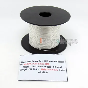 LN004429 100m 30AWG Acrolink Pur, Argint 99.9% cablu de Semnal Cablu 7/0.1mm2 Dia:0,6 mm Pentru Casti DIY Cablu Căști Personalizate