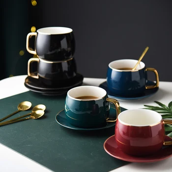 Design Modern Portelan Cana de Cafea si Farfurie de Ceramică Simplă Cană Europeană Stil Lux Lumina Espresso Drinkware pentru Ceai