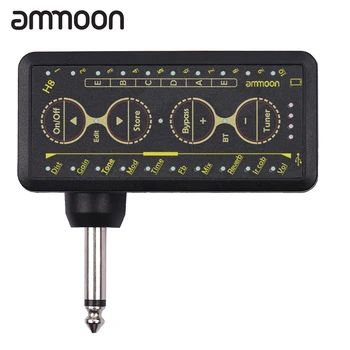 Ammoon Chitara Amplificator pentru Căști Reîncărcabilă Buzunar pentru Căști Amplificator de Chitara cu Jack de 3,5 mm 10 Preamp Chorus, Phaser