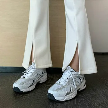 Femei Pantaloni Casual cu Talie Înaltă Solid Fata-slit Harajuku Designer Elegant Feminin Populare Slim Temperament Primăvară coreeană Stil Nou