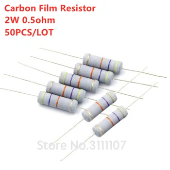 50PCS/LOT 2W 0.5 Ohm 5% Rezistor / 2W 0.5 R ohm Rezistor Peliculă de Carbon +/- 5% / 2W Culoare Inel de Rezistență en-Gros de Electronice Noi