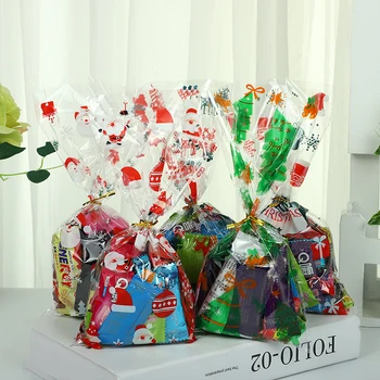 50pcs Moș Crăciun PVC Sac de Cadouri de Crăciun Copac Elan Bomboane Ambalaje pentru Cadouri Pungi Cadou de Crăciun Saci de Ambalaj Cutie de Cadou Navidad