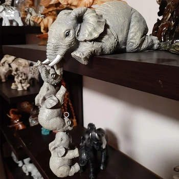 3-piesă de Elefanți Mama De 2 Copii Kawaii Lucky Decor Statui, Figurine de Rasina de Artizanat Acasă Living Ornamente dropship