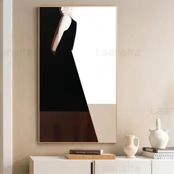 Arta modernă Panza Pictura Femei Elegante, Cu Rochie Lungă Neagră Și Postere de Imprimare Arta de Perete pentru Camera de zi Coridor, Culoar Decor