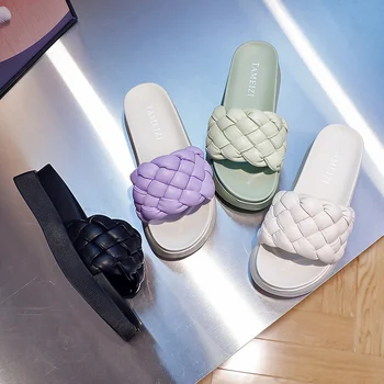 Țese Papuci De Femei De Moda De Vară Casual, Pantofi, Sandale Cu Platforma Slide-Uri De Femei Confortabile Sandale Pantofi De Plaja Si Femeie 2021 Noi