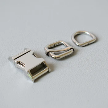 20 de seturi（cataramă de metal+reglați catarama+D set inel) vânzarea cu amănuntul din metal placat cu 15mm diy guler pentru animale de companie lesa piese accesorii-argint