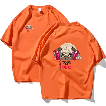 Goyg Pug Față-Verso Imprimare -Shirt Mens Anime Vrac Noi Topuri Hip Hop Supradimensionate Pulover Casual De Vara De Calitate T-Shirt Pentru Bărbați