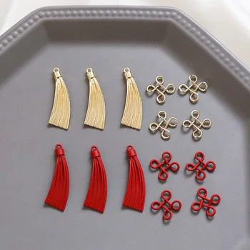 10buc stil Chinezesc tassel Cercei pentru Femei Doamnelor Chineză nod de cauciuc vopsea roșie retro pandantiv bijuterii diy accesorii