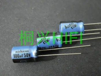 50pcs Reale NICHICON KT 50V100UF 8X11.5MM Audio condensator Electrolitic albastru kt 100uF/50v vânzare fierbinte 100UF 50V