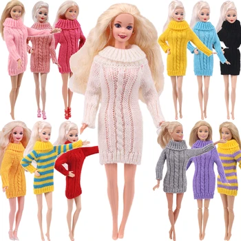 Pentru Barbie Haine Accesorii Tricotate Din Bumbac Pulover Rochie Topuri + Pantofi, Lucrate Manual, Haine Papusa Accesorii
