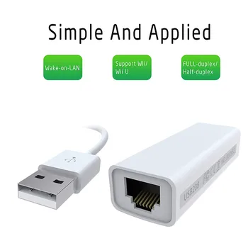 USB 2.0 to RJ45 Gigabit Ethernet Adapter, Plin 10/100 Mbps LAN Adaptor de Rețea Pentru Windows, Mac, Chromebook, Linux, Suprafata Pro