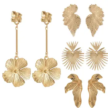 Femeile Frunze Floare Fluture Frunze stele de Aur Perla frunze de arțar Geometrice Legăna Picătură de Ureche Stud Cercei Cârlig de Bijuterii Cadou