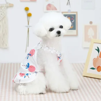 Desene animate Câine Haine Fructe Tipărite Îmbrăcăminte pentru Câini Rochii de Myrica Rubra Imprimare Mici animale de Companie Super Tinutele de Primavara-Vara Cachorro