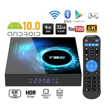 2021 Noi T95 Smart TV Box Android 10.0 4G 64GB 128GB 6K Youtube Media Player, Wifi 2.4 g TVBOX Android Set-Top 2GB 16GB T95 TV Box