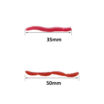 100buc Realiste Vierme Roșu Moale Atrage 50mm Râme Pește Silicon Momeală Artificială Miros de Pește Creveți Aditiv Bas de Pescuit la Crap