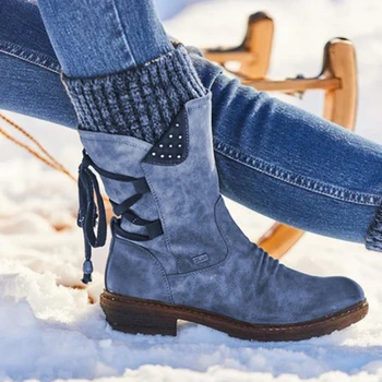 2021 Doamnelor Cald Pantofi din Piele Cizme de Zapada Femeie Ghete de Iarna 2021 Iarnă Pantofi pentru Femei la Jumătatea Vițel Doamnelor Platforma Botine