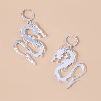 Hiphop Aur, Argint Culoare Arcylic Dragon Chinezesc Legăna Cercei pentru Femeile Personalitate Dragon Mânia Picătură Cercei Bijuterii