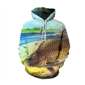 Îmbrăcăminte de pescuit 3D Digitale Imprimate Pulover cu Gluga Jacheta cu pălăria în aer liber, Ciclism Sport Tricou Tricou Pescuit-Haine
