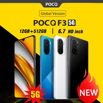 Versiune globală POCQ F3 5G Smartphone 6.7 inch telefoane mobile 12GB+512GB andorid10 telefon telefoane mobile telefon Dual Sim Card 24+48MP
