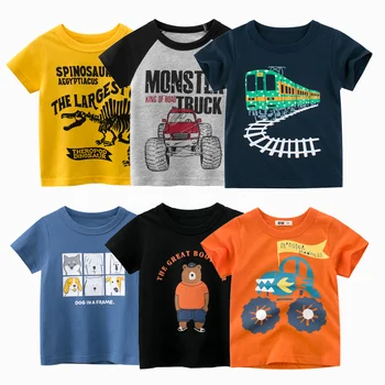 De vară pentru Copii T-shirt Pentru Baieti Trening Haine de Copil Dinozaur Scrisoare de Imprimare Tricouri Pentru Copilul Purta Haine Copii
