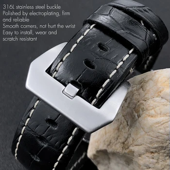 24mm Nou Stil Vintage din Piele Watchbands pentru Panerai Ceas Negru Albastru Maro Colorate Curea de Ceas pentru Bărbați Brățări