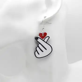 Creative simplu deget în formă de inimă, bijuterii personalizate, cercei acril te iubesc gest cercei bijuterii cadou de nunta de sex feminin