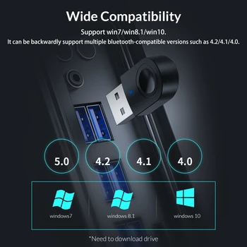 ORICO USB Bluetooth-Adaptor Compatibil Dongle 5.0 Portabil Receptor Transmițător pentru Windows 7/8/10 PC Tastatura Laptop