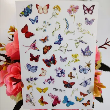 3D Nail Sticker Fluture Colorat Flori Glisante Pentru Unghii Accesoires Arta Manichiura Decoraciones Autocolante pe Unghii