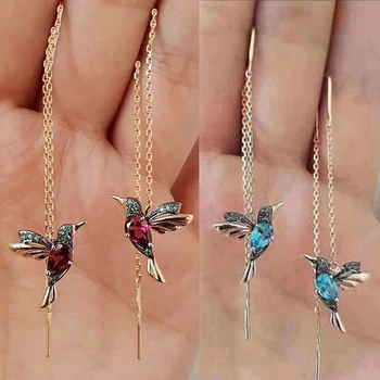 Unic Lung Picătură Cercei Pasăre Tassel Pandantiv Colibri Cercei Pandantiv De Cristal Cercei Doamnelor De Design De Bijuterii