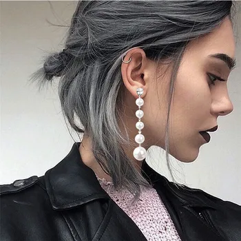 Simplu Femei Elegante Perla Mare Ciucure Lung Legăna Cercei de Cristal Stud Picătură de Bijuterii 2019 Noi