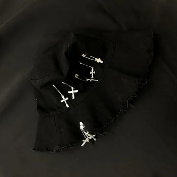 Vara Casual Harajuku Cruce Mobile Pini Negru Bucket Hat Pentru Femei