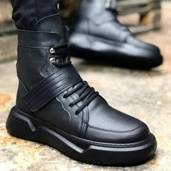Barbati Cizme mai Nou Stil de Moda de Înaltă Glezna Toate-meci de Pantofi din Piele Pu Pânză de sex Masculin Adidasi Casual Pantofi Zapatos Deportivos HG003