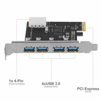 4 Port USB 3.0 PCI-E Card de Expansiune PCI Express PCIe Hub USB 3.0 Adaptor 4-Port USB3.0 Controler USB 3 0 PCI E PCIe Express 1x